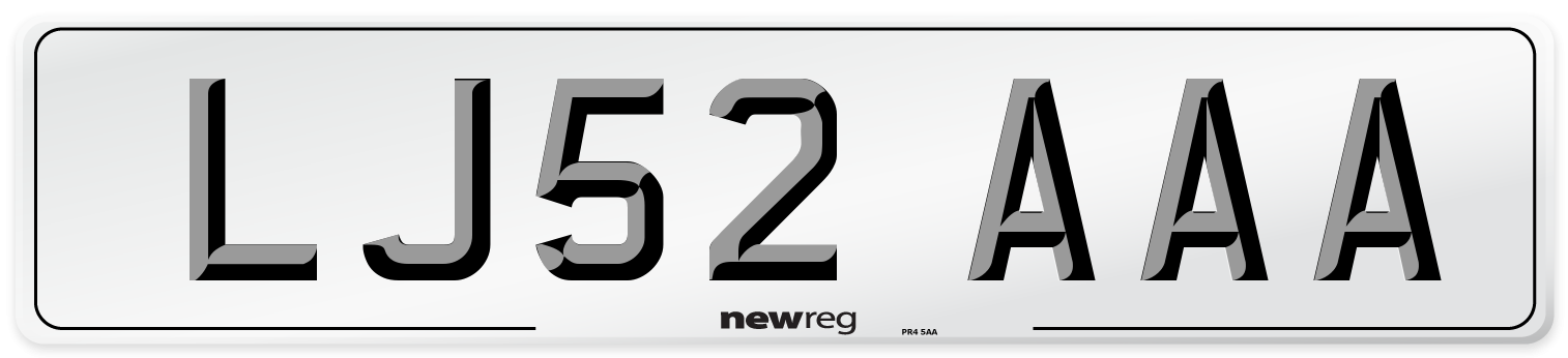 LJ52 AAA Number Plate from New Reg